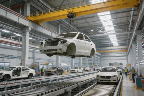 Crane in auto factory