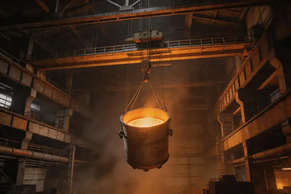 Crane in steel mill